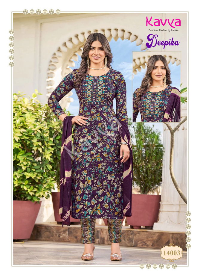 Deepika Vol 14 By Kavya Printed Embroidery Kurti With Bottom Dupatta Wholesale Market In Surat With Price
